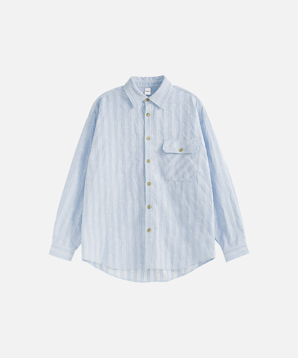 STRIPE JACQUARD PLAID SHIRT