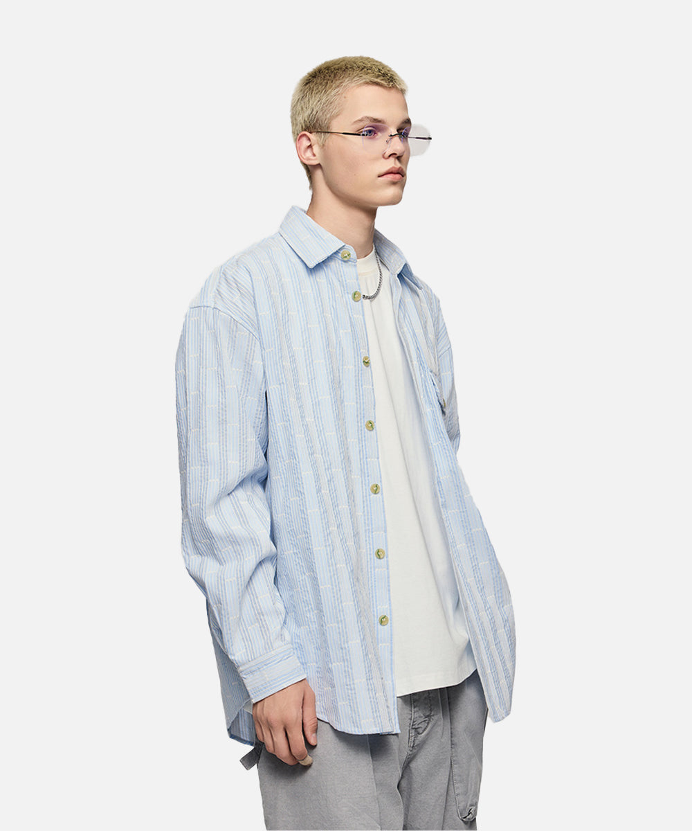STRIPE JACQUARD PLAID SHIRT