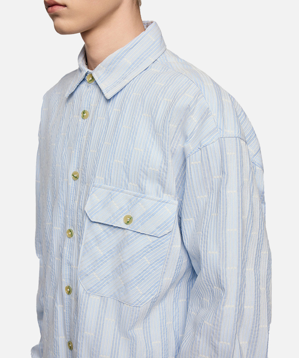 STRIPE JACQUARD PLAID SHIRT