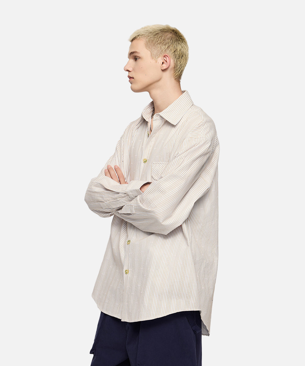 STRIPE JACQUARD PLAID SHIRT